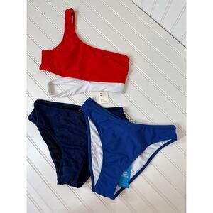 NWT Cupshe Two Piece Swimsuit - One Shoulder Top & High Waist Bottom BUNDLE Sz S